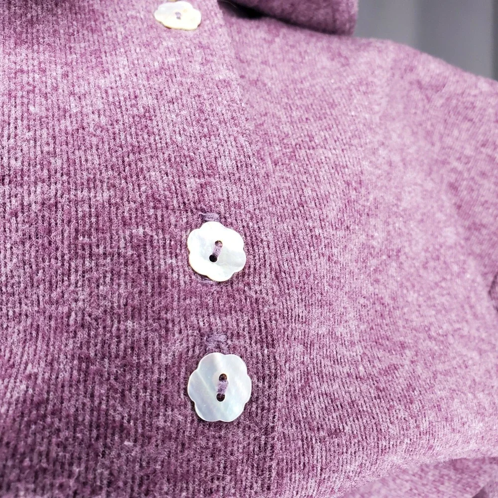 Coldwater Creek Womens 1X Purple Heather Knit Skirt Cardigan Top Set Midi H13534